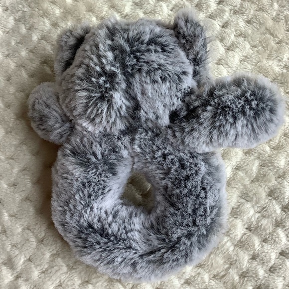 Piccolo Bambino Soft Grey White Wolf Plush Rattle Stuffed Animal Toy - Picture 4 of 7